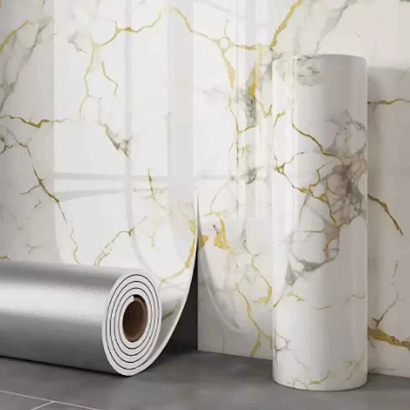 1 Roll Marble Thick Foam Bedroom Wallpaper Imitation Tile Self-Adhesive Bathroom Waterproof Wall Sticker Living Room Decoration