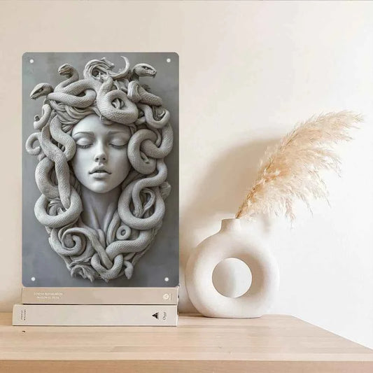 A 2D Metal Wall Decoration Featuring a Medusa Theme, Suitable for Homes, Bars, Offices, And Living Rooms - a Vintage-Style