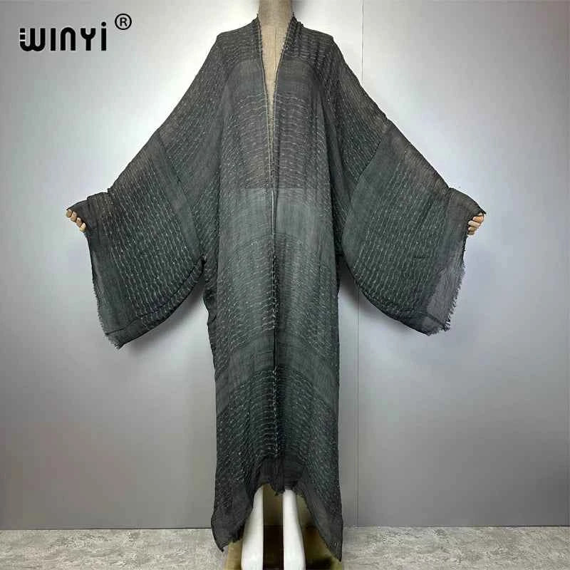 WINYI  high quality comfortable Women Soft Cardigan Loose Dress Party Boho Maxi beach Holiday Swimming Cover ups Africa Kimono