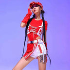 Drag Queen DJ Clothing Stage Wear Nightclub Gogo Dance Costume Women Kpop Jazz Dance Performance Clothes Red Hip Hop Suit