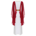 Womens Ancient Greek Princess Dress Goddesses Toga Costume for Halloween Carnival Party Deity Queen Cosplay Chiffon Robe Gown