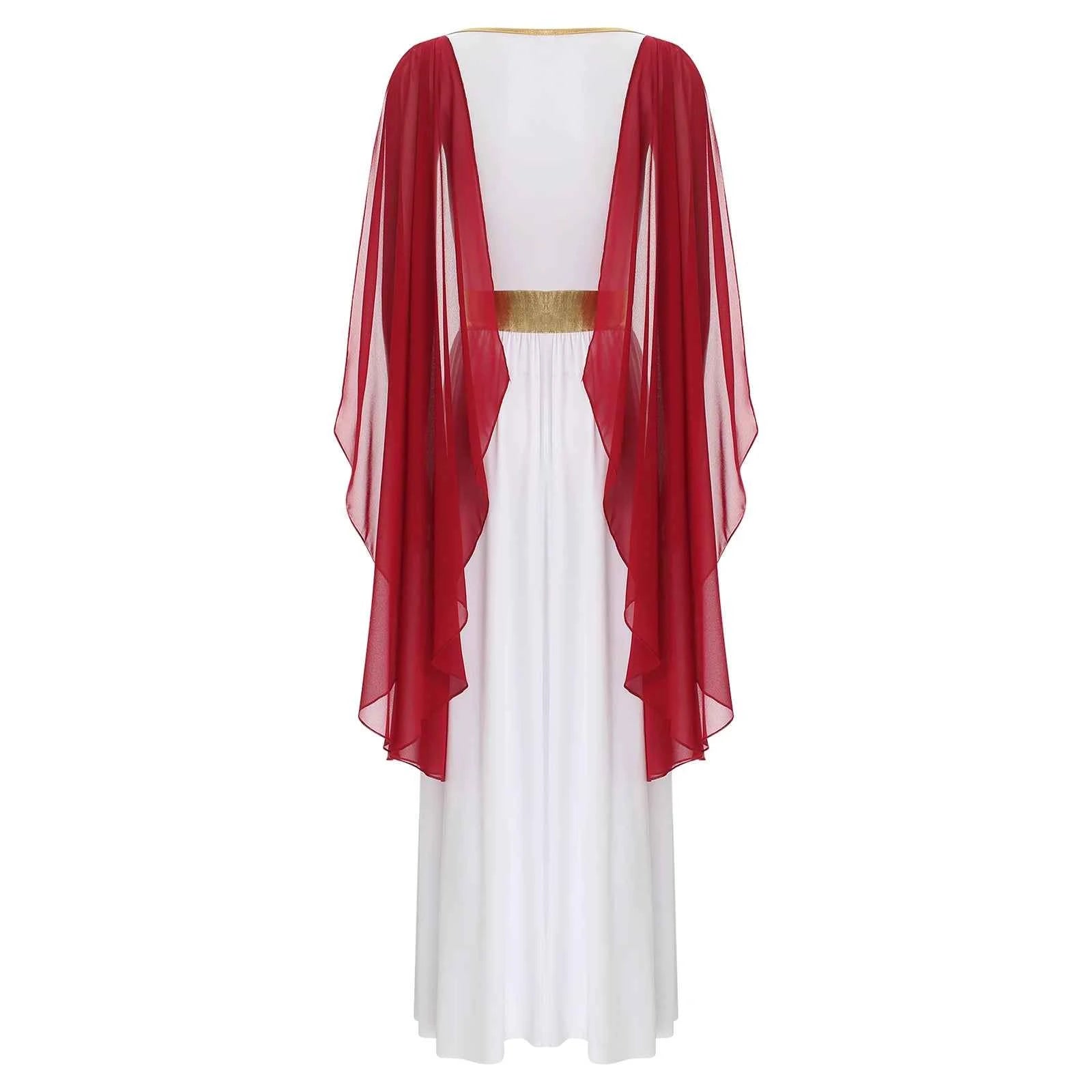 Womens Ancient Greek Princess Dress Goddesses Toga Costume for Halloween Carnival Party Deity Queen Cosplay Chiffon Robe Gown