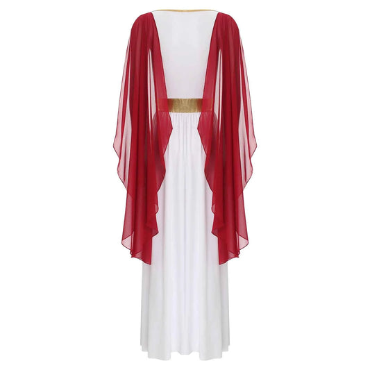 Womens Ancient Greek Princess Dress Goddesses Toga Costume for Halloween Carnival Party Deity Queen Cosplay Chiffon Robe Gown