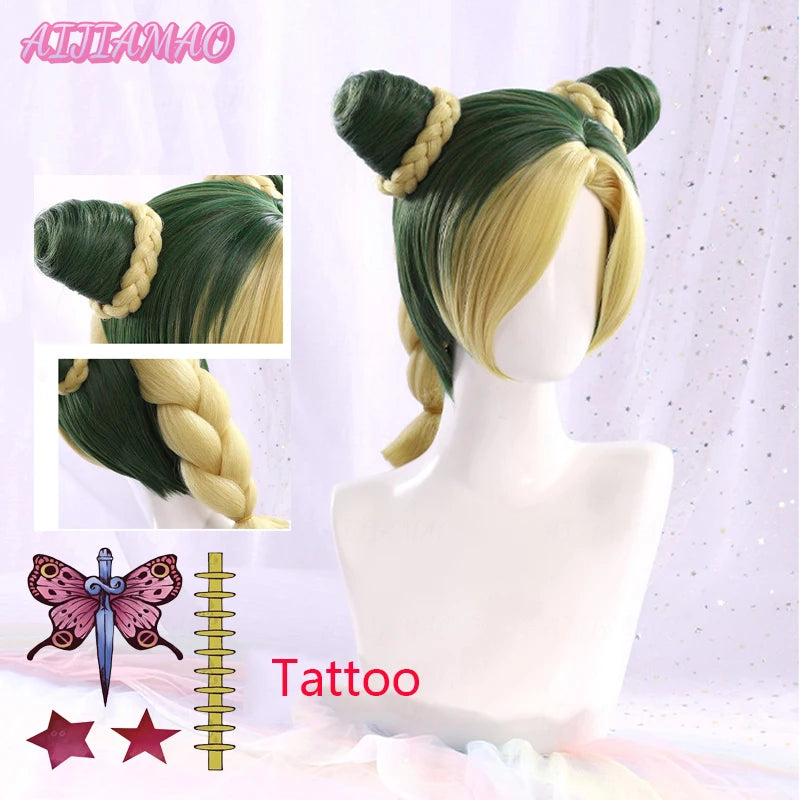 Bizarre Adventure Kujo Jolin Cosplay Wig Jolyne  Short Heat Resistant Synthetic Hair Party Wigs + Wig Cap