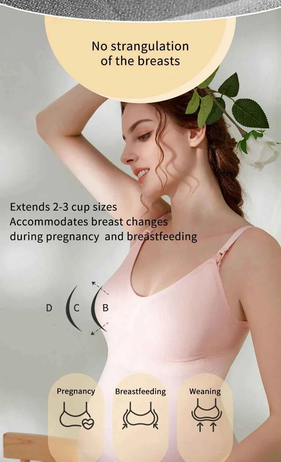 Maternity Breastfeeding Bra Tank Tops Women Comfortable Pressure Reducing Adjustable Shoulder Straps Anti Sagging Pregnant Bra