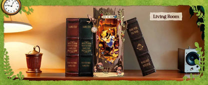 Robotime Rolife Book Nook Kits Fall into Wonder DIY Booknook with Lights Miniature House Kit 3D Wooden Puzzle Bookshelf Gift TGB