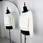 Talenza Women's Plush Pullover Fashion Solid Loose High Street Sweaters Vintage Chic Strapless Autumn Casual Female Pullovers
