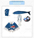 in stock Hololive ENG Gawr Gura Cosplay Costume Cute Shark Costume Hoodie For Women Halloween Youtuber Cosplay