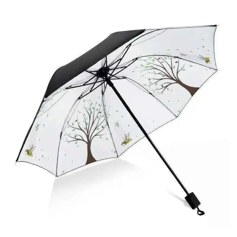 Beautiful Flower Painting Inside Men And Women Umbrella Sun And Rain Anti-uv Umbrellas Ladies Parasol Folding Paraguas For Gifts