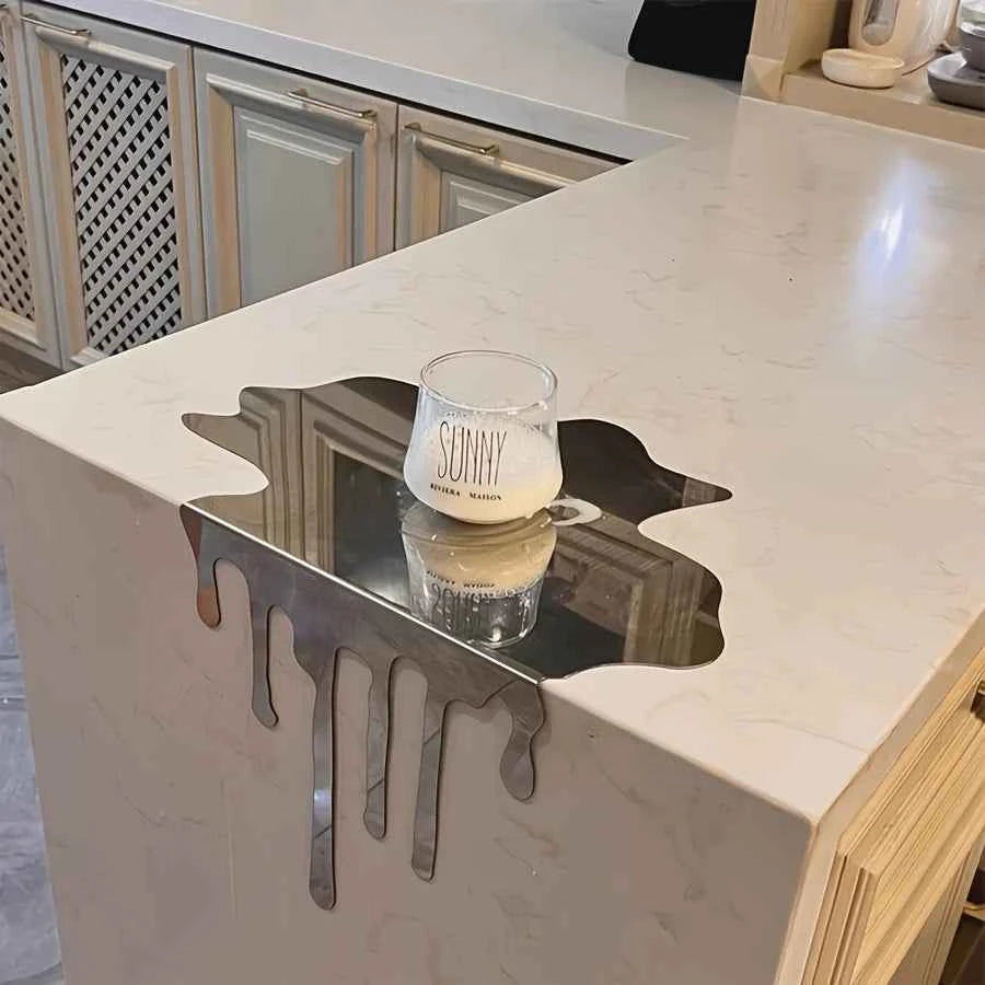 Minimalism Stainless Steel Flowing Water Droplet Decoration Reflective Surface Artwork Desktop Decoration Home Decoration