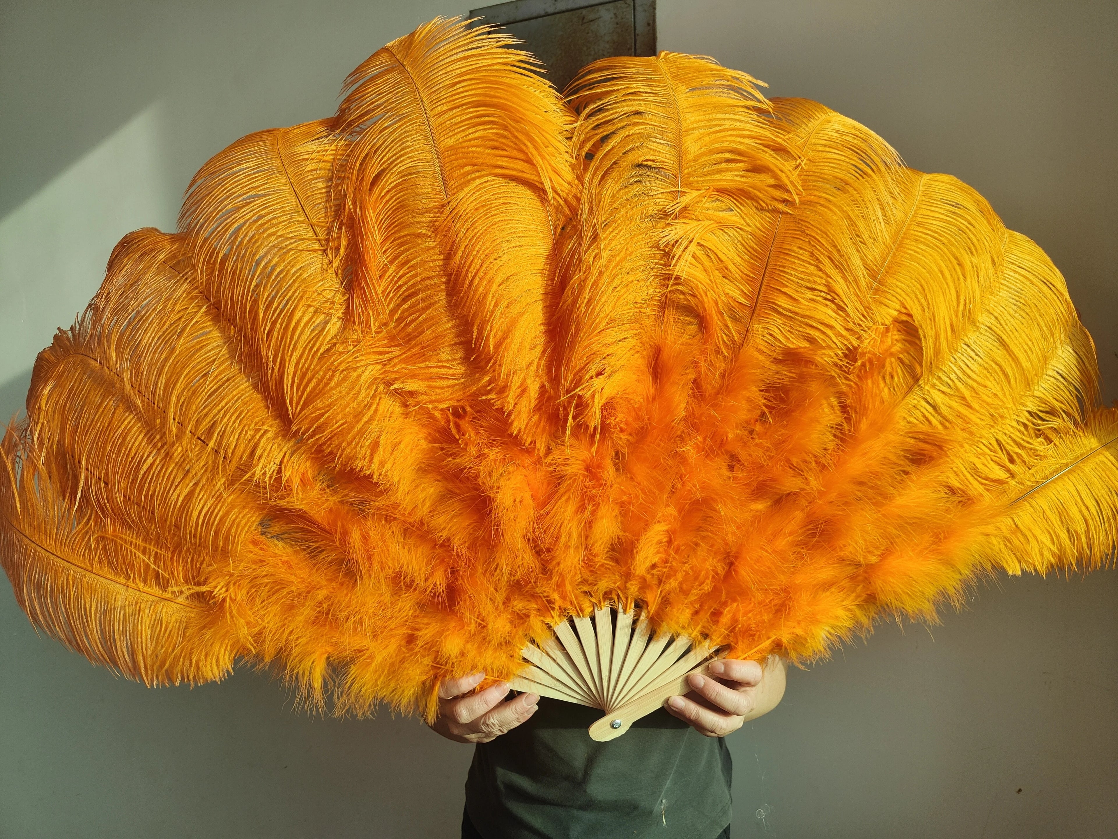 Large Ostrich Feather Fan 130cm - Carnival & Stage Performance