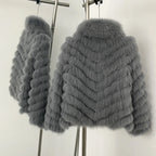 OFTBUY Women's Real Fox Fur Coat - Thick Warm Winter Jacket