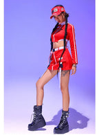 Women's Red Jazz Dance Performance Suit