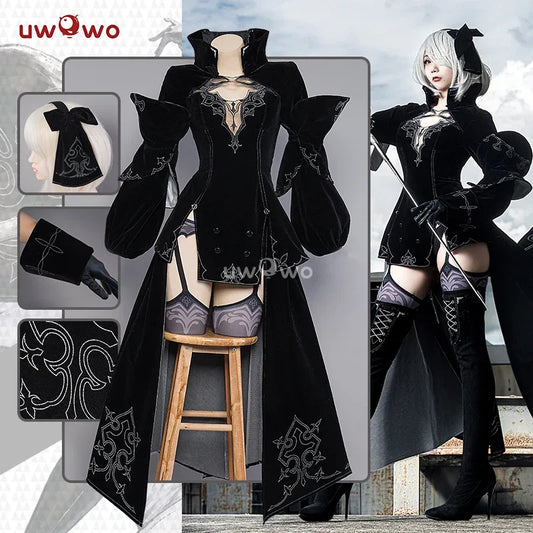 UWOWO 2B Cosplay Costume Dress - Synthetic Game Character Outfit for Adults