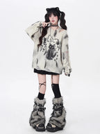 REDDACHiC Faux Fur Leg Warmers with Belt - Vintage Y2k Gyaru