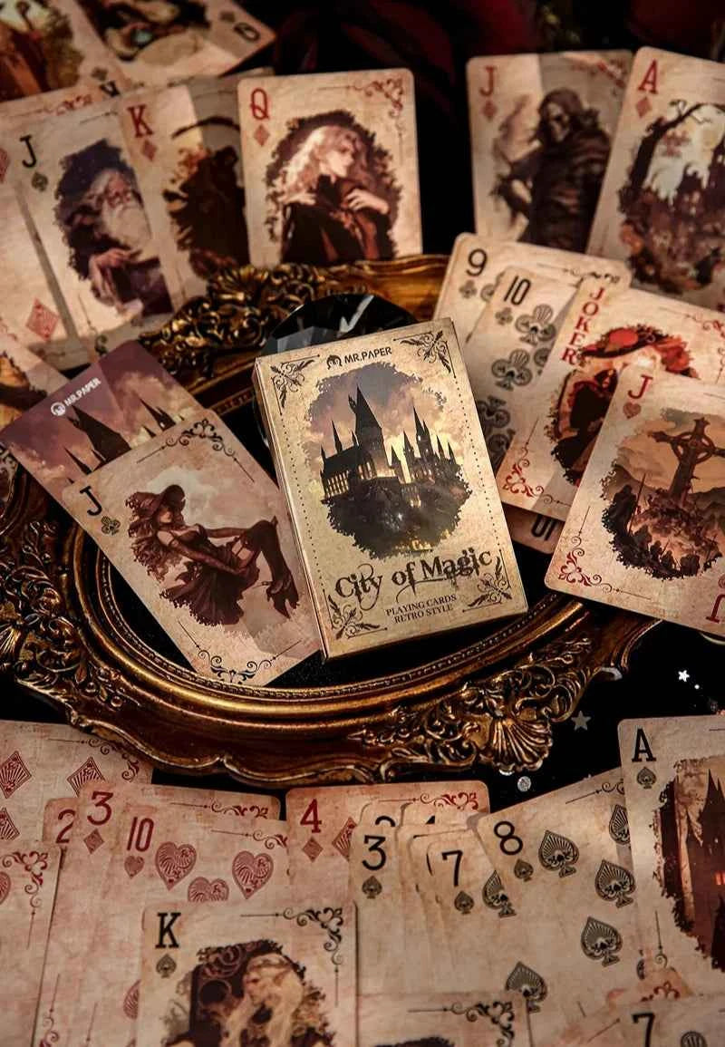 2 boxes/set Creative Retro Playing Cards Retro Castle Girl Blue Core Paper Material Strong and Durable Casual Game Tools