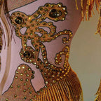 Custom rhinestones bodysuit tassels women Celebrate stage Team pole dance club party fashion leotard clothing