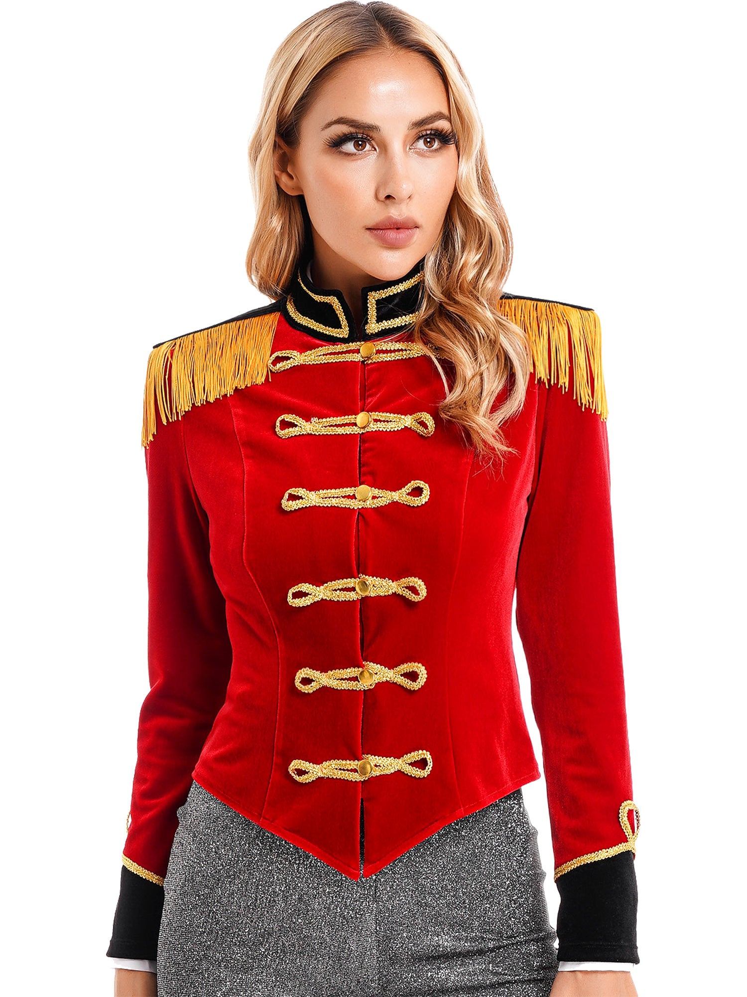 Women Circus Ringmaster Costume Showman Majorette Tassel Tailcoat Jacket Halloween Carnival Lion Tamer Cosplay Costumes