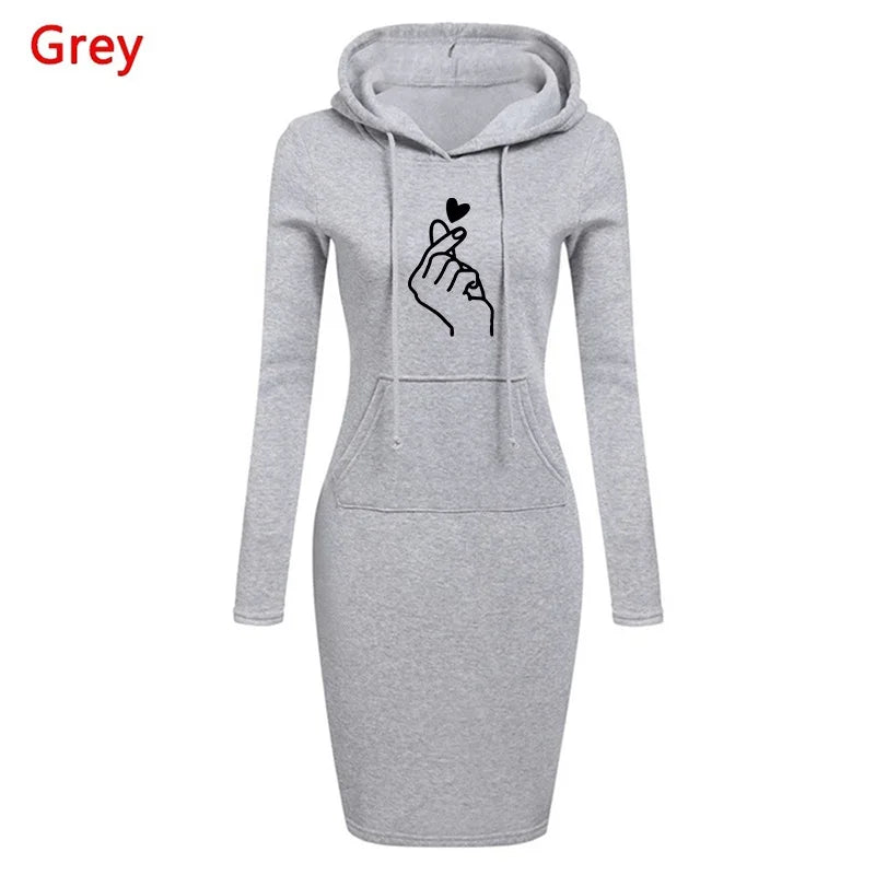 Ladies Dress Autumn Women Hooded Dresses Hoodies Women Sweatshirts Women Hoodies Dress Tops Ladies Clothing
