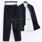 3 Pieces Cotton Linen Kung fu Wing Chun Suit Tai Chi Uniform Martial arts Wushu Jacket and Pants Tang Clothes