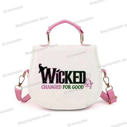 Classic Wicked Change for Good Women Crossbody Bag Fashionable Cartoon Witch's Wand Zipper Shoulder Bag Girl Funny Handbag Gift