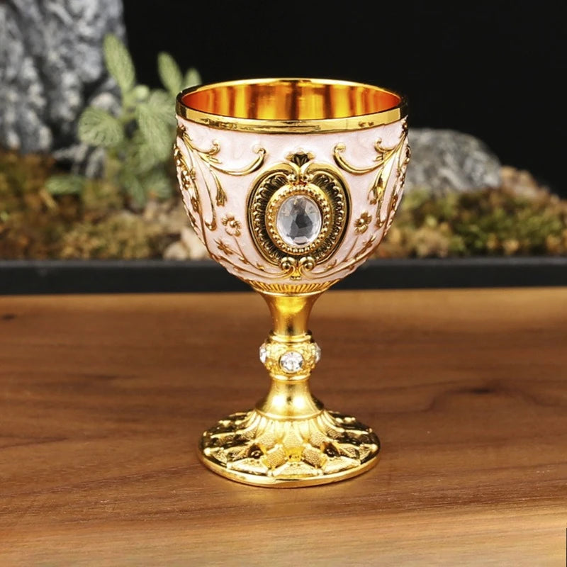 Vintage Medieval Hand-Engraved Metal Wine Goblet