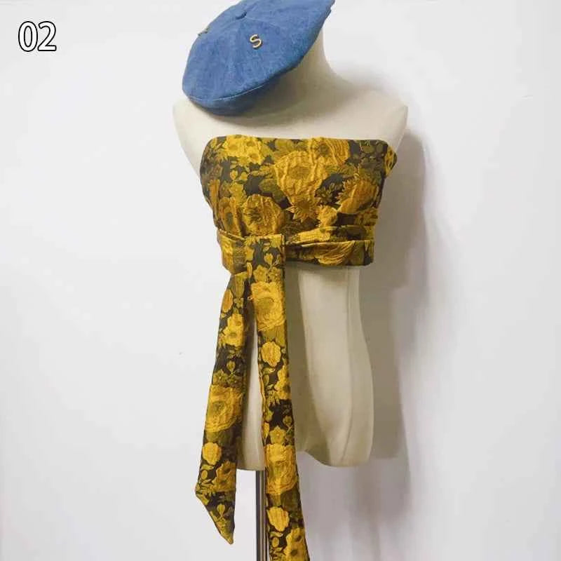 Traditional Japanese Kimono Yukata Obi Belt Crane Floral Printed Haori Belt Brocade Jacquard Waistband Shirt  Decor Accessories