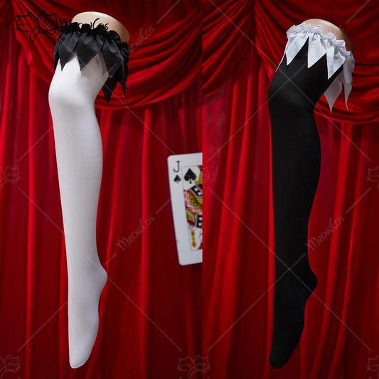 MEOWCOS Women's Gothic Halloween Costume Set, Black and White Corset Outfit