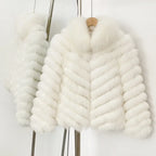 OFTBUY Women's Real Fox Fur Coat - Thick Warm Winter Jacket