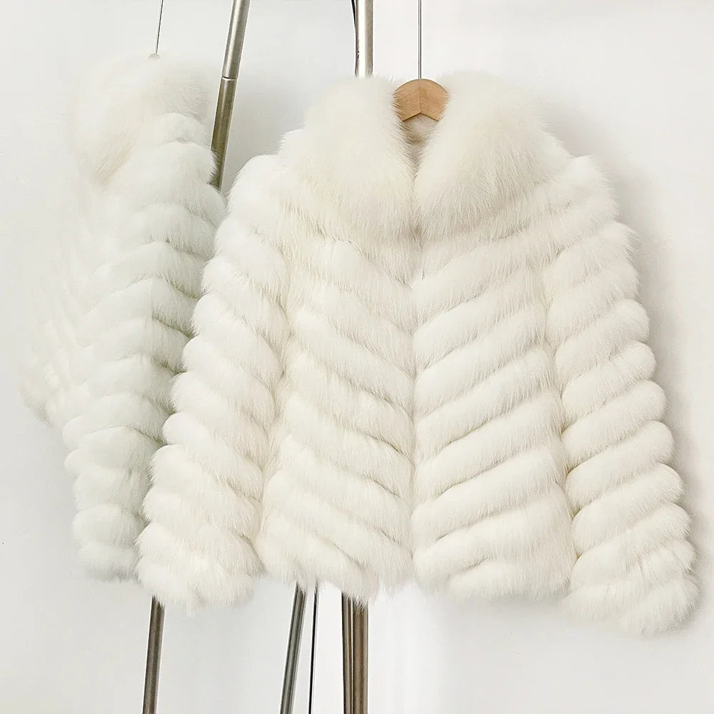 OFTBUY Women's Real Fox Fur Coat - Thick Warm Winter Jacket