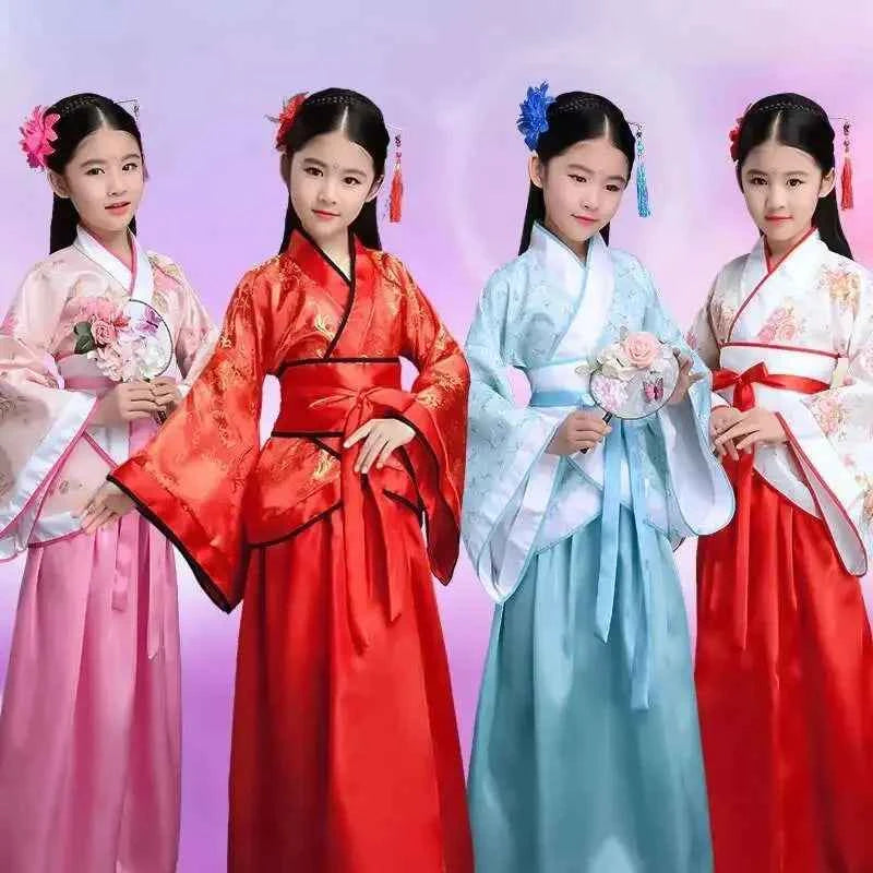 Costume Girls Children Kimono Traditional Vintage Ethnic Fan Students Chorus Dance Costume Japanese Yukata Kimono Style