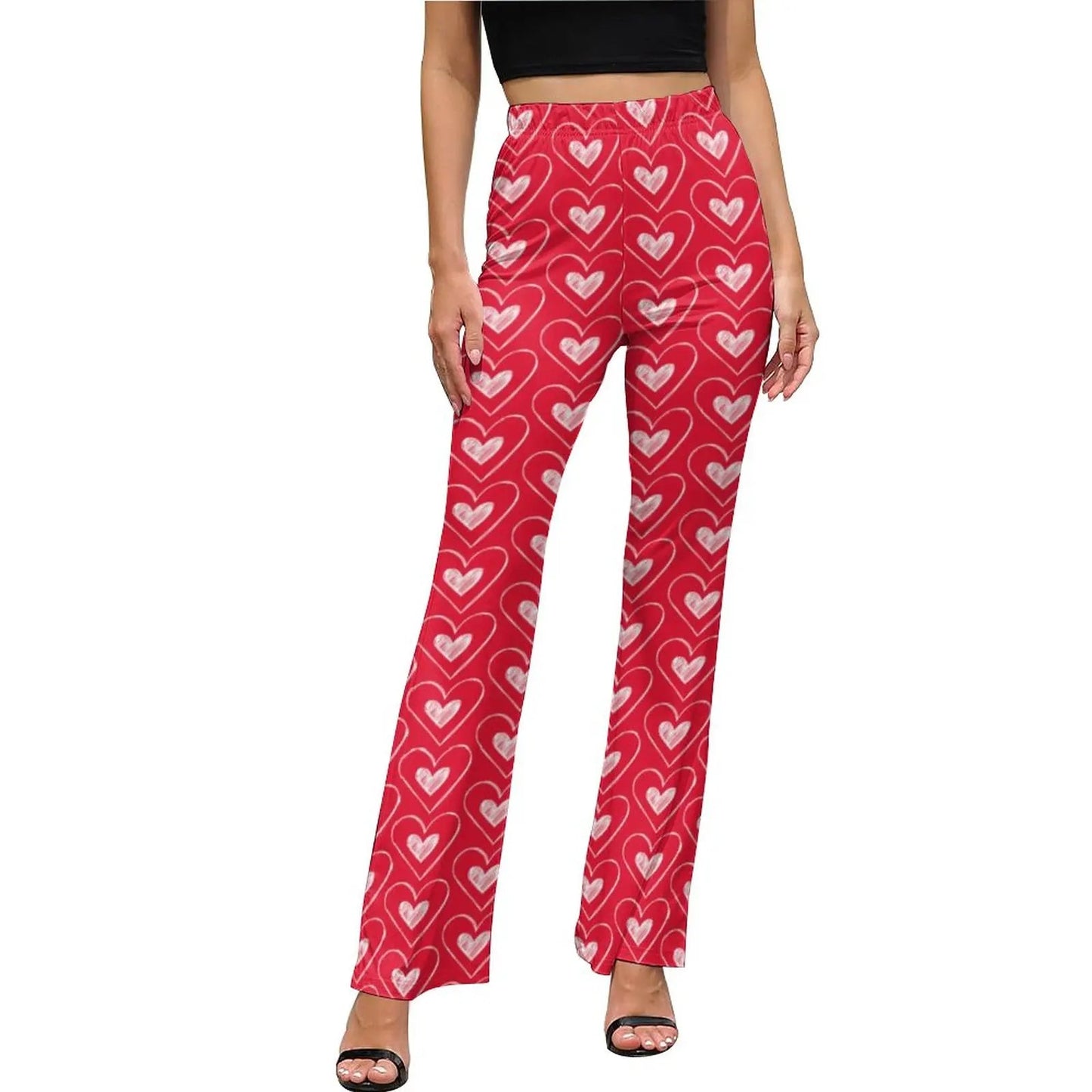 Heart Confetti Pants Elastic Waist Pink Valentines Day Streetwear Flare Pants Summer Casual Pattern Oversize Trousers SS69 34.69 style-4 / XL / CHINA