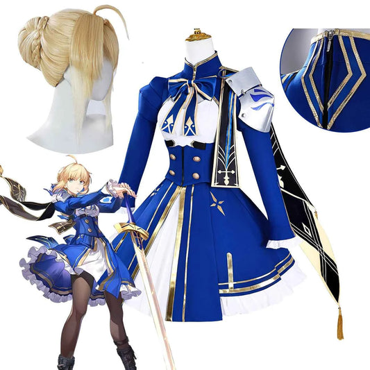 Honkai Star Rail HSR Fate Saber Cosplay Costume Wig Women Halloween Carnival Party Role Playing Dress Outfits Clothes