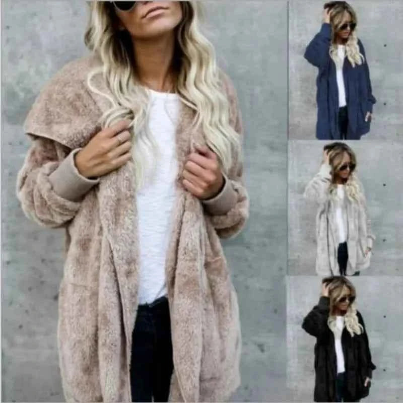 12 Colors Fleece Sweatshirt Long Cardigans Autumn Winter Female Long Sleeve Double Side Wear Flurry Loose Hoodie Coats Outwear