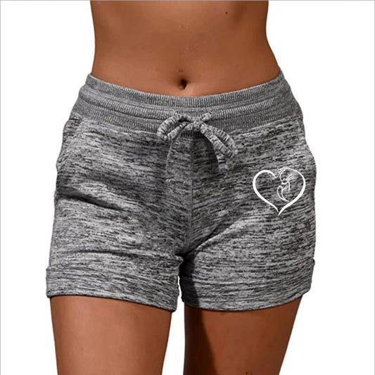 Summer Women's Shorts Printing Elastic High Waist Casual Sport Fitness Running Oversize Female Sweatpants SS69 12.69 Dark Grey / XXXL