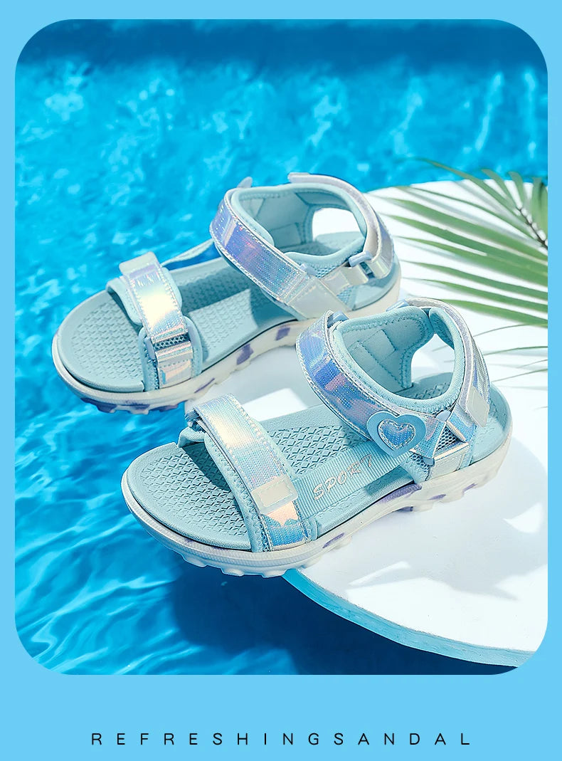 Girls' LED Sandals - Hook & Loop Closure, Anti-Slip EVA