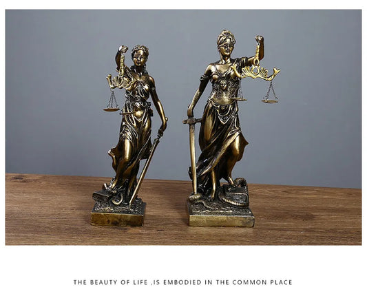 Themis Goddess of Justice Resin Statue Antique Style Home Office Decor