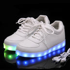 Comemore 2022 Adult Unisex Womens Mens Kid Luminous Sneakers Glowing USB Charge Boys LED Colorful Light-up Shoes Girls Footwear SS69
