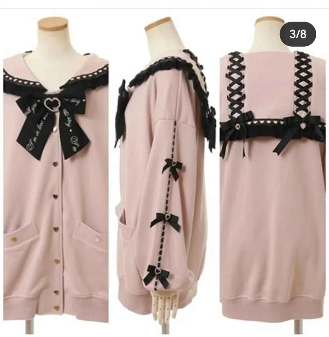 Japanese Liz Mine Mass-Produced Sailor Collar Ribbon Bow Sweet Hoodies Women Autumn Preppy Style Y2K Cute Oversized Sweatshirt