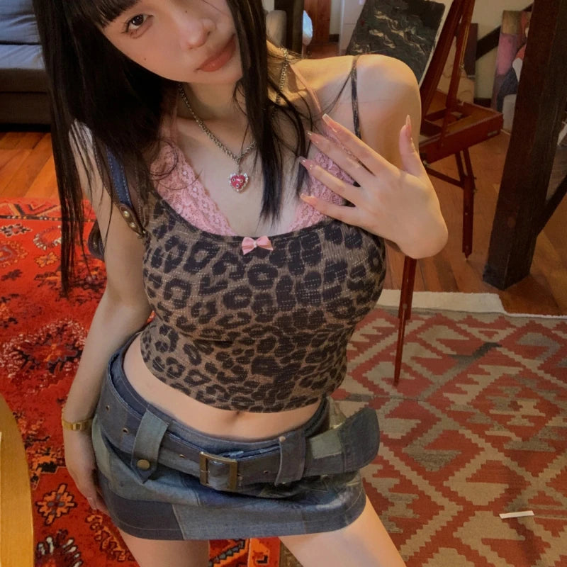 Deeptown Harajuku Kawaii Anime Graphic T Shirts Women Cutecore Cartoon Patchwork Tees Y2K Aesthetic Slim Crop Top Japanese 2000s SS69