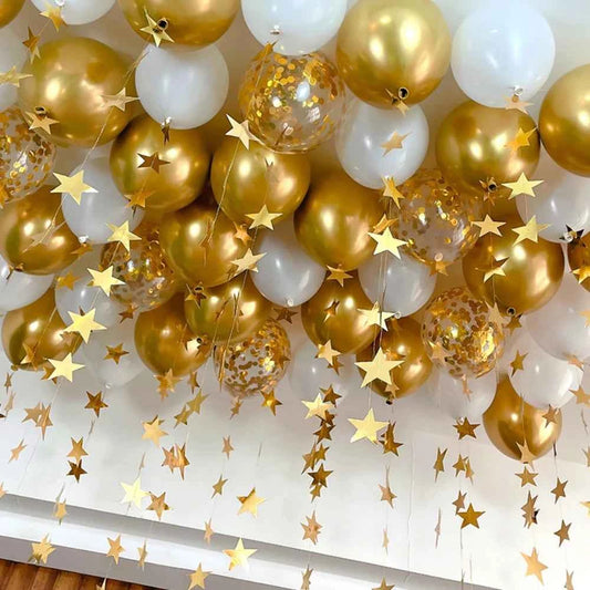 43Pcs Black Gold Silver White Metal Thick Balloons with Pendant Bar Party Birthday Decoration Scene Decoration Sequin Balloons