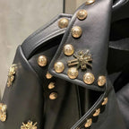 Leather Jacket Rivet High Street Ladies Autumn and Spring Fashion Wear Genuine Sheepskin Jacket 5860