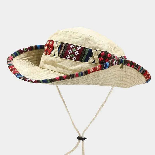2022 Cotton National Wind Solid Color Bucket Hat Outdoor Travel Sun Cap For Men And Women 15