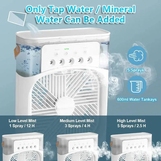 New 3 In 1 Fan AIr Conditioner Household Mini Air Cooler LED Night Light Portable Humidifier Air Adjustment Fan Office Home Fan SS69