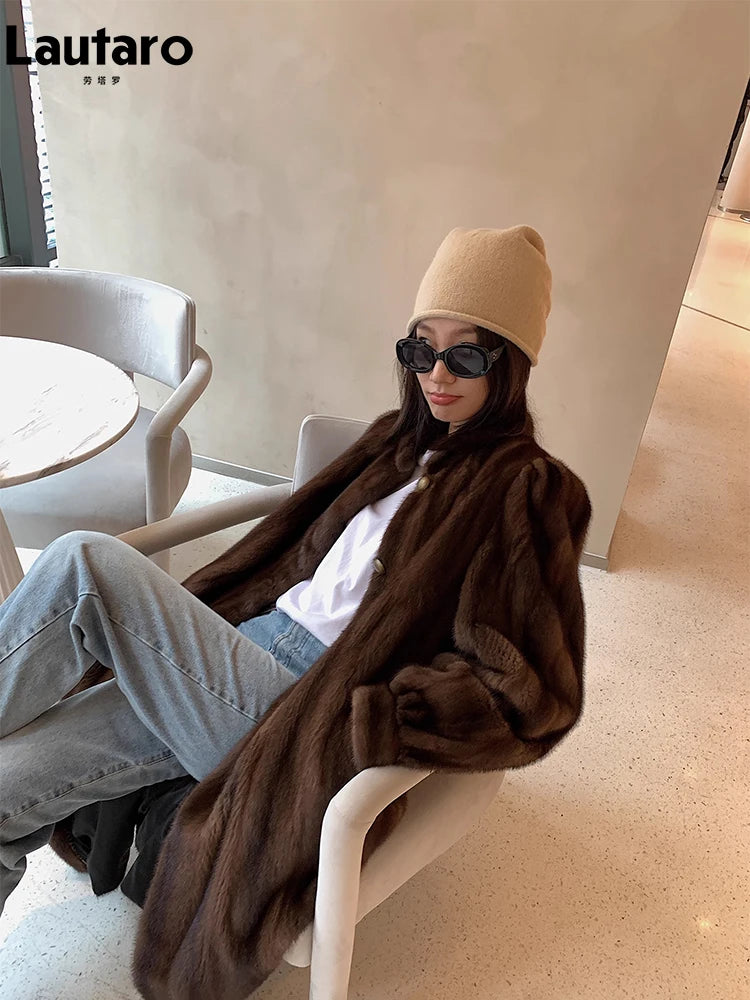 Lautaro Women's Long Faux Mink Fur Coat - Thick Warm Winter Overcoat