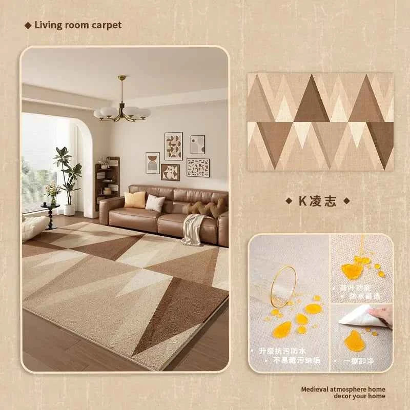 Cream Color Living Room Carpet Light Luxury Home Decoration Bedroom Rug Large Size Plush Sofa Coffee Table Floor Mat Tapis カーペット