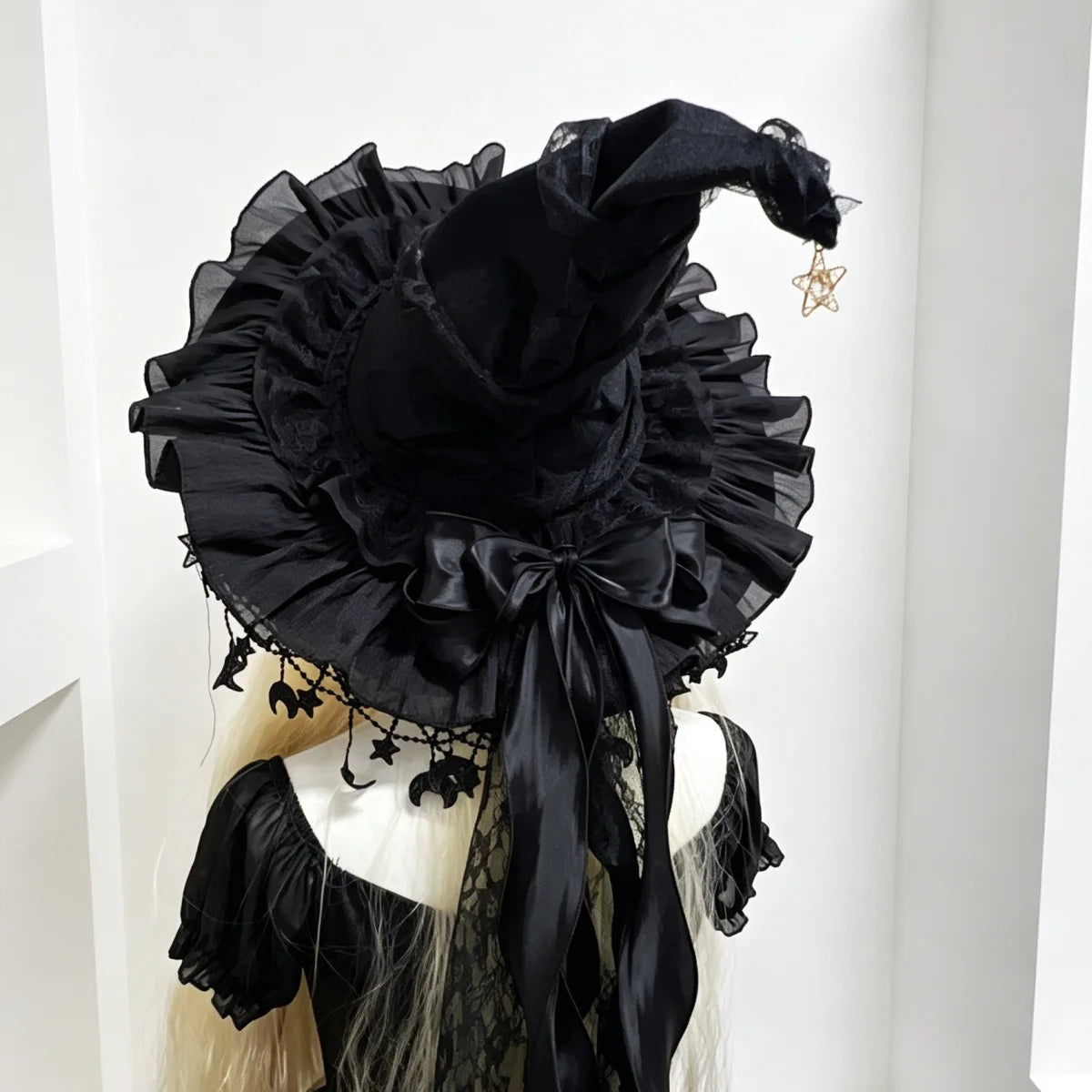 Fashion Halloween Witch Hat Gothic Dark Wizard Cap Lolita Cosplay Accessories Costume Headwear Party Photo Prop Festival Gift