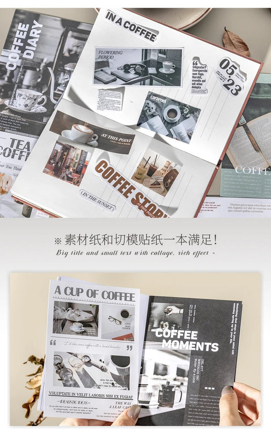 20 pcs Large Size Vintage Coffee Magazine Material Paper Aesthetic Material Book Retro Scrapbooking Journaling Decor Stationery SS69