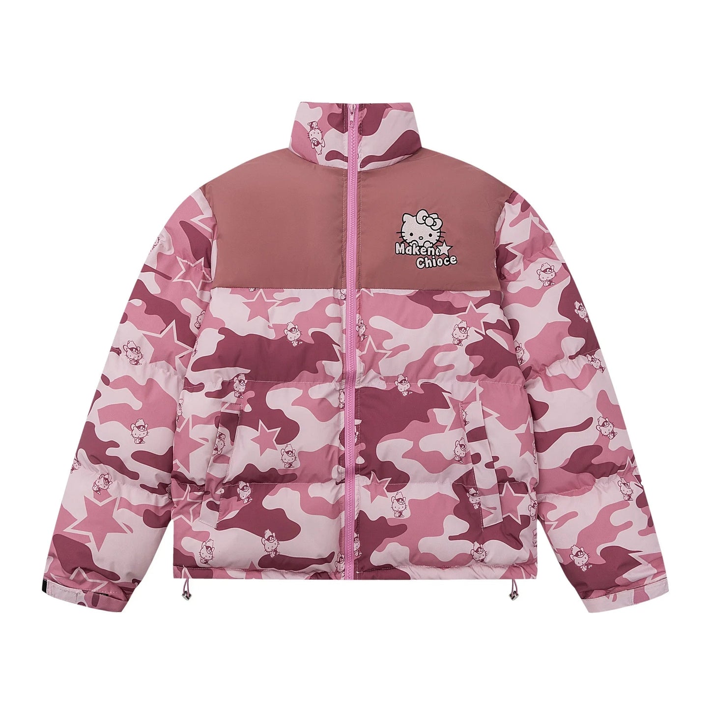 Sanrio Y2K Hello Kitty Winter Women Camouflage Down Jacket Thicken Coat Anime Kawaii Warm Cotton Clothes Tops Girl Student Loose SS69 24.69 B / XL