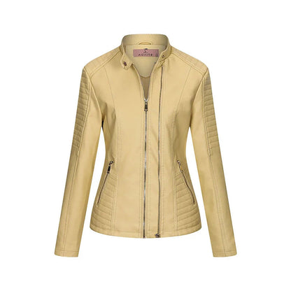 2025 Steampunk Rock Rivet Women's Leather Jacket Slim Short Streetwear Gothic Embroidery PU Leather Locomotive Coat Femme SS69